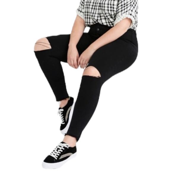 Madewell 10" High Rise Distressed Cropped Jegging Jeans Black Size 37 - Picture 4 of 12